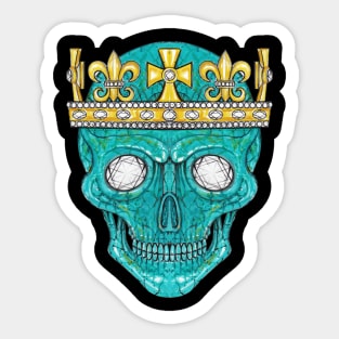 Skull head design diamond and turquoise of the king. Sticker